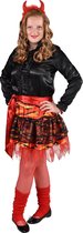 Duivel Kostuum | Hete Hel Vlammen Rok Halloween Meisje | Maat 128-140 | Halloween | Verkleedkleding