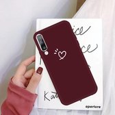 Voor Galaxy A50 Love Heart Pattern Frosted TPU beschermhoes (wijnrood)