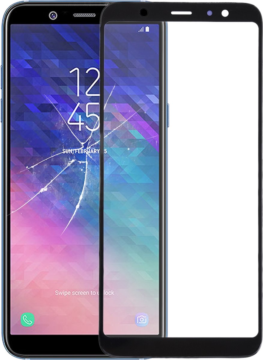 Let op type!! Front Screen Outer Glass Lens for Galaxy A6+ (2018) / A605 (Black)