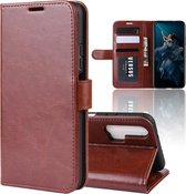 R64 textuur enkele vouw horizontale flip lederen case voor Huawei Honor 20 Pro, met houder & kaartsleuven & portemonnee (bruin)
