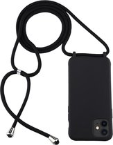 Voor iPhone 11 Candy Color TPU beschermhoes met draagkoord (zwart)