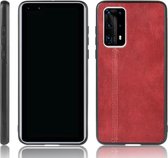 Voor Huawei P40 Pro + schokbestendig naaien koe patroon huid PC + PU + TPU Case (rood)