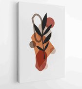 Foliage line art drawing with abstract shape. Abstract Eucalyptus and Art design for print, cover, wallpaper, Minimal and natural wall art. 4 - Moderne schilderijen – Vertical – 18