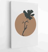 Foliage line art drawing with abstract shape. Abstract Plant Art design for print, cover, wallpaper, Minimal and natural wall art. 1 - Moderne schilderijen – Vertical – 1810924408