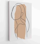 Women body wall art vector set. boho earth tone line art drawing with abstract shape. 1 - Moderne schilderijen – Vertical – 1823785565 - 50*40 Vertical