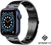 Stalen Smartwatch bandje - Geschikt voor  Apple Watch 6 stalen band - zwart - Maat: 38mm & 40mm - Strap-it Horlogeband / Polsband / Armband
