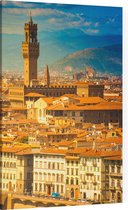 De toren van Palazzo Vecchio voor de heuvels van Florence - Foto op Canvas - 30 x 45 cm