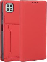 Voor Samsung Galaxy A22 5G Sterk magnetisme Vloeibaar gevoel Horizontale flip-lederen hoes met houder en kaartsleuven en portemonnee (rood)