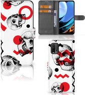 GSM Hoesje Xiaomi Redmi 9T | Poco M3 Bookstyle Case Skull Red