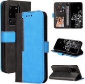 Voor Samsung Galaxy S20 Ultra Zakelijke Stiksels-Kleur Horizontale Flip PU Lederen Case met Houder & Kaartsleuven & Fotolijst (Blauw)