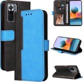 Voor Xiaomi Redmi Note 10 Pro / Note 10 Pro Max Zakelijke stiksels-kleur Horizontale Flip PU lederen tas met houder & kaartsleuven & fotolijst (blauw)