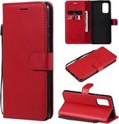 Voor Samsung Galaxy A32 4G Effen Kleur Horizontale Flip Beschermende Lederen Case met Houder & Kaartsleuven & Portemonnee & Fotolijst & Lanyard (Rood)