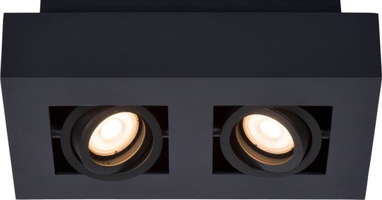 Lucide XIRAX Plafondspot - LED Dim to warm - GU10 - 2x5W 3000K/2200K - Zwart