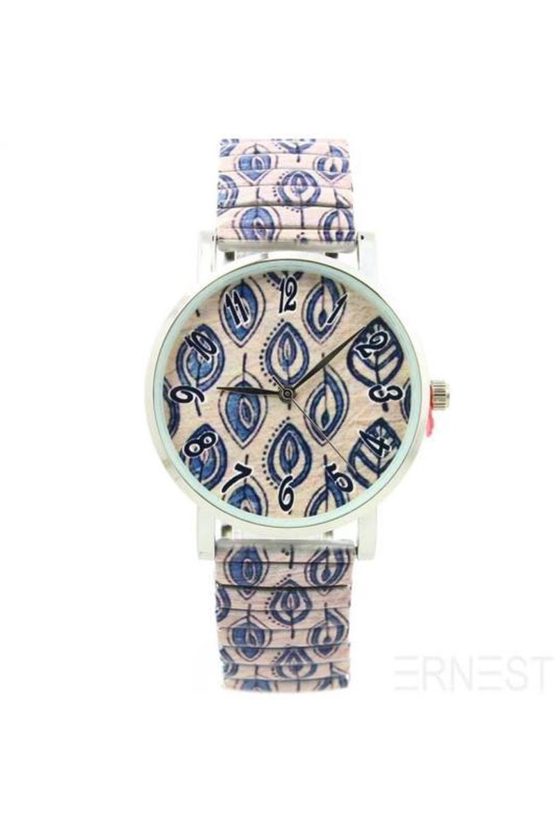 Ernest | Dames horloge met rekband | Multi Leaves Zand