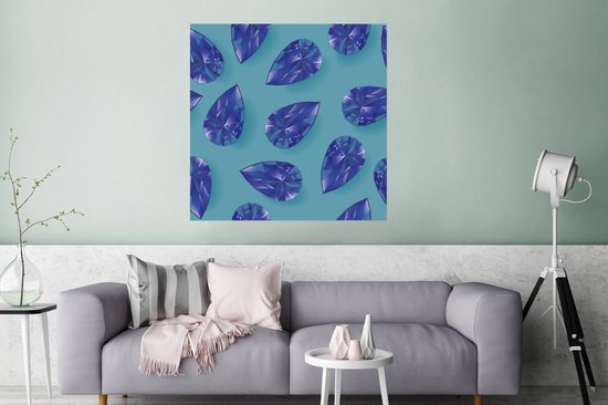 Affiche une illustration de pierres précieuses bleu foncé 100x100 cm - Tirage photo sur Poster (décoration murale salon / chambre) / Poster Stone