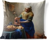 Buitenkussens - Tuin - Het melkmeisje - Schilderij van Johannes Vermeer - 40x40 cm