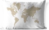 Buitenkussens - Tuin - Wereldkaart van krantenpapier op een witte achtergrond - 50x30 cm