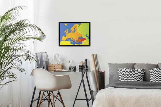 Cadre photo avec affiche - Cartes - Europe - Couleurs - 40x30 cm - Cadre pour affiche