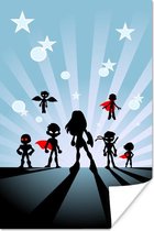 Illustration pour enfants de jeunes super-héros 60x90 cm