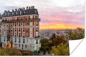 Skyline van Parijs bij zonsopkomst 60x40 cm - Foto print op Poster (wanddecoratie woonkamer / slaapkamer)