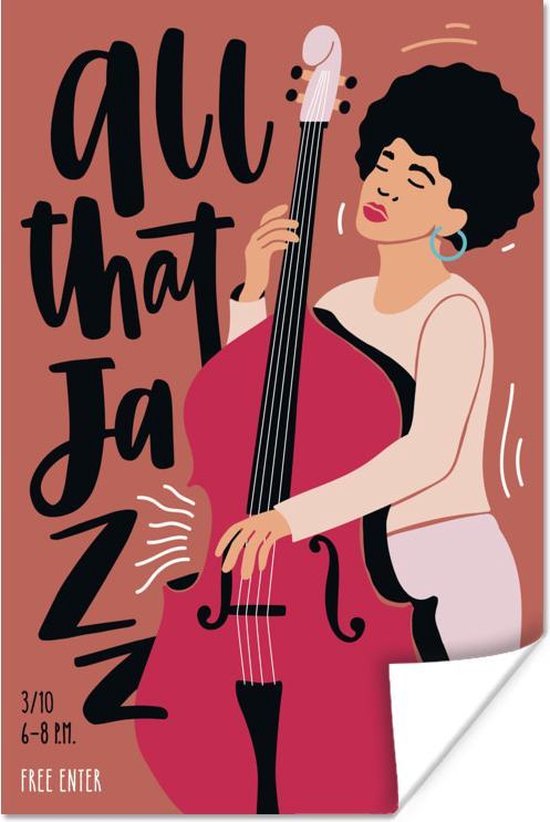 Poster All that jazz - Quotes - Muziek - Jazz - Contrabas - 60x90 cm