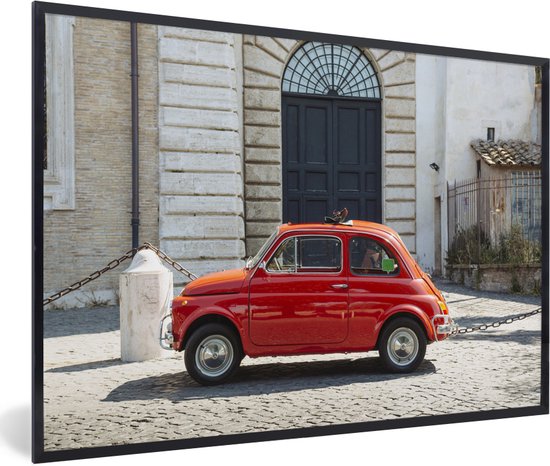 Photo en cadre - Voiture vintage rouge dans les rues de Rome Cadre photo  noir sans
