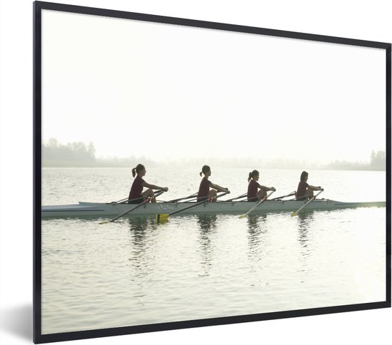 Fotolijst incl. Poster - Een groep roeiers zijn aan het roeien in ...