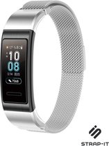 Milanees Smartwatch bandje - Geschikt voor  Huawei band 3 / 4 Pro Milanese band - zilver - Strap-it Horlogeband / Polsband / Armband