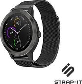 Milanees Smartwatch bandje - Geschikt voor Strap-it Garmin Vivomove 3s Milanese band - 39mm - zwart - bandbreedte 18mm - Strap-it Horlogeband / Polsband / Armband