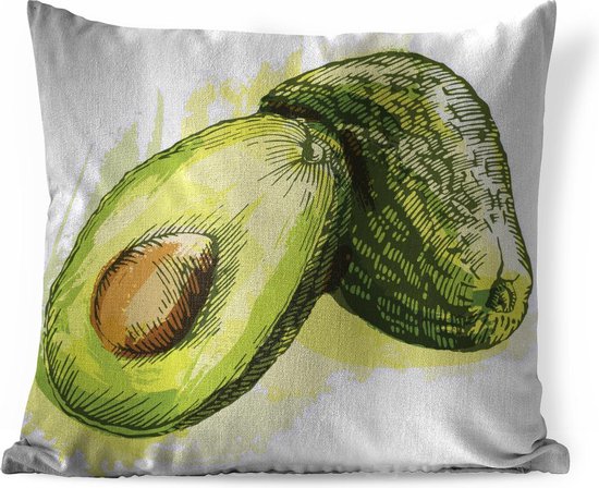 bevind zich totaal inkt Sierkussens - Kussen - Illustratie van een doorgesneden avocado die leunt  tegen een... | bol.com