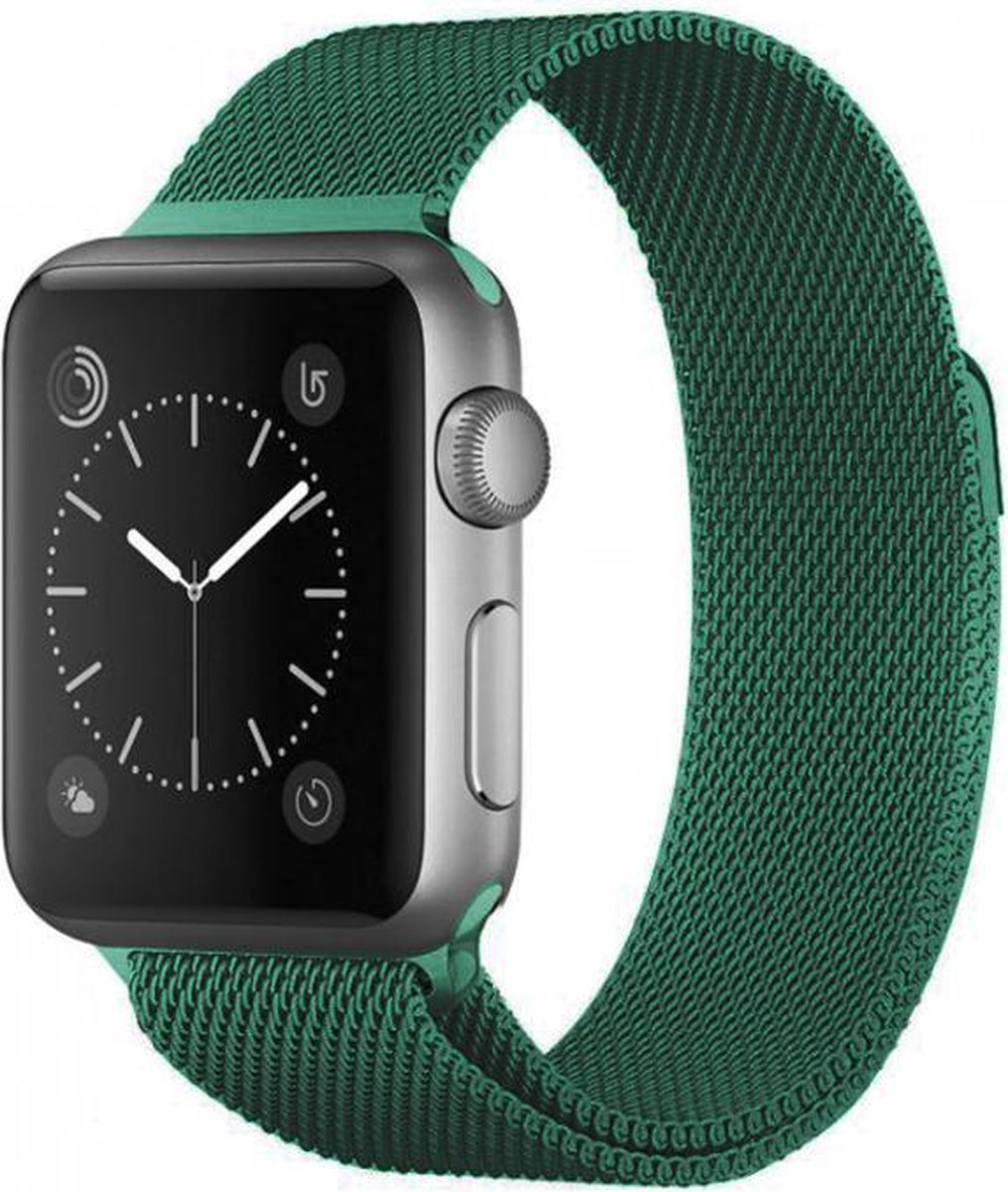 bandje geschikt voor Apple Watch SE - Milanese band - groen - Maat: 38mm & 40mm