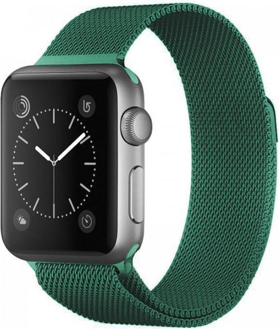Band geschikt voor Apple Watch SE - Milanese band - groen - Maat: 38mm \u0026  40mm | bol.com