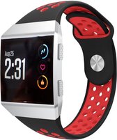 Siliconen Smartwatch bandje - Geschikt voor  Fitbit Ionic sport band - zwart/rood - Maat: S - Horlogeband / Polsband / Armband