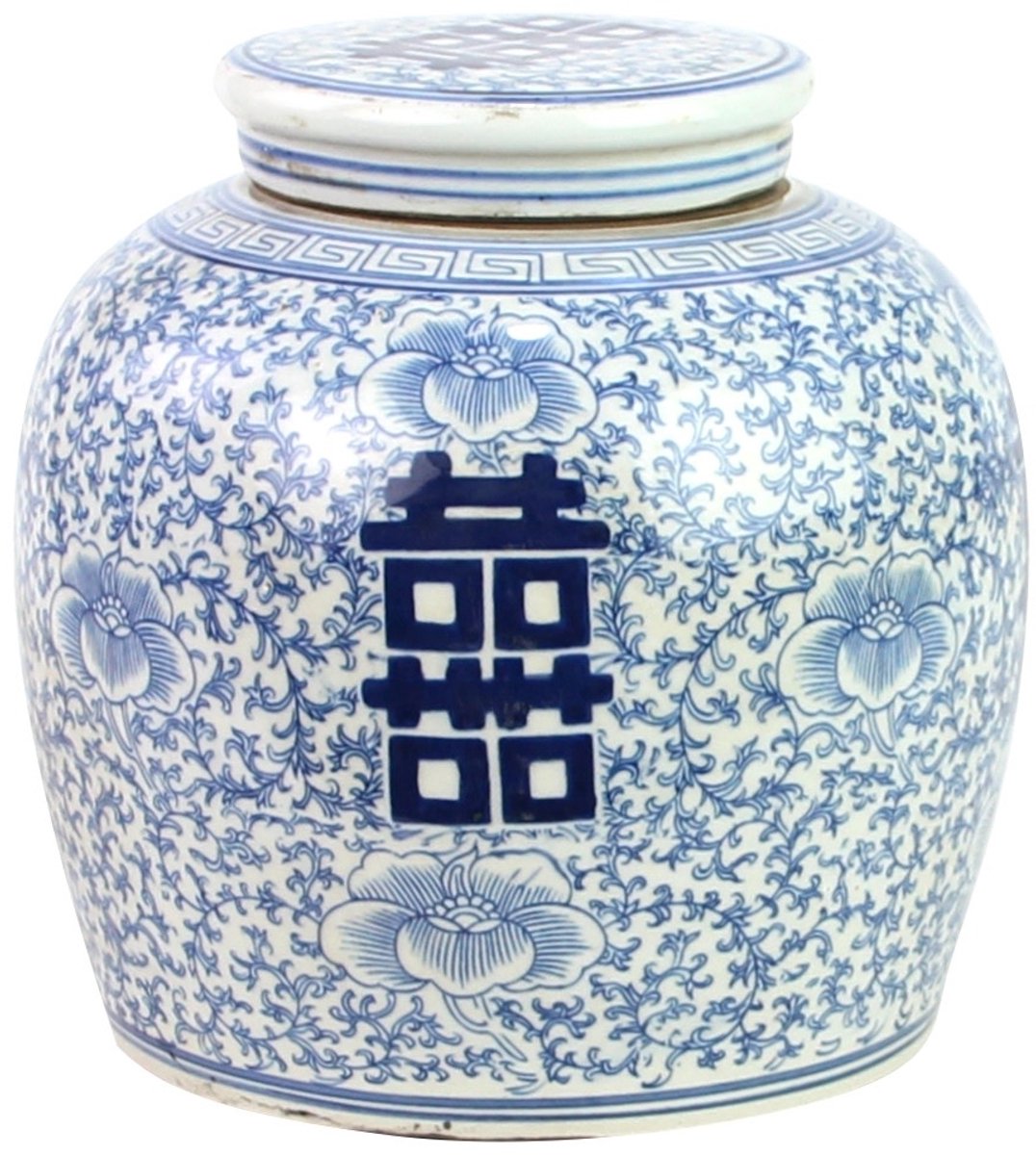 Fine Asianliving Chinese Gemberpot Blauw Double Happiness Handgeschilderd B22xH22cm