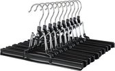 - Broekhangers - Kledinghangers - Kleerhangers - Kleerhangers kunststof - Set  van 10 stuks - 26 x 1,5 x 15,2 cm - Zwart - Zilver