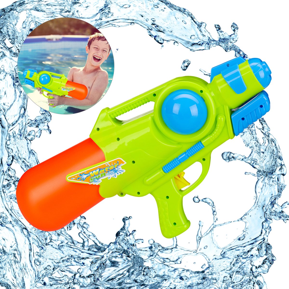 waterpistool kinderen - watertank 1 liter - om te pompen - 5 meter rijkwijdte - kinderen en volwassenen