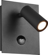 LED Tuinverlichting met Bewegingssensor - Wandlamp Buitenlamp - Trinon Sonei - 3W - Warm Wit 3000K - 1-lichts - Vierkant - Mat Antraciet - Aluminium