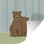 Tuinposters Kinderillustratie van een familie beren - 50x50 cm - Tuindoek - Buitenposter