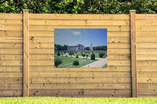 Affiche jardin - Toile jardin - Posters de jardin extérieur - Journée ensoleillée au Kasteel de Chenonceau en France - 120x90 cm - Jardin