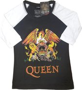 Queen - Classic Crest Raglan top - 3XL - Zwart/Wit