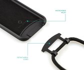 Coverzs Silicone case met koord - Telefoonhoesje met koord - Backcover hoesje met koord - touwtje - geschikt voor Apple iPhone 12 / 12 Pro - zwart
