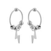 Zilveren oorbellen | Oorring met hanger | Zilveren oorringen, bolletjes en bliksemschicht