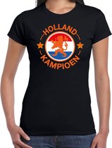 Zwart t-shirt Holland / Nederland supporter Holland kampioen met leeuw EK/ WK voor dames XXL