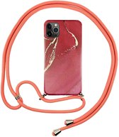 FONU Marmer Backcase Hoesje Met Koord Geschikt Voor iPhone 12 Pro Max - Rood