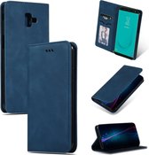 Retro Skin Feel Business Magnetische Horizontale Leren Flip Case voor Samsung Galaxy J6 Plus 2018 & J6 Prime (Marineblauw)