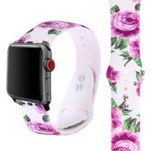 Siliconen drukband voor Apple Watch Series 5 & 4 40 mm (paars bloemenpatroon)