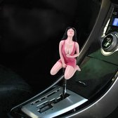 Universal Sexy Beauty Shape ABS Handmatige of automatische pookknop met drie rubberen deksels Fit for All Car (Magenta)