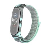 Voor Geschikt voor Xiaomi Mi Band 5/4/3 nylon lus camouflage geïntegreerde vervanging polsband horlogeband (blauwe zee)