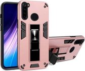 Voor Xiaomi Redmi Note 8 2 in 1 PC + TPU schokbestendige beschermhoes met onzichtbare houder (roségoud)