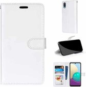 Voor Samsung Galaxy A02 / M02 Pure Kleur Horizontale Flip PU lederen tas met houder & kaartsleuven & portemonnee & fotolijst (wit)